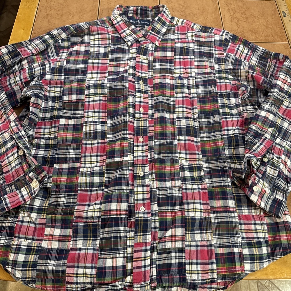 Ralph Lauren Mens Plaid Button-Down Shirt - Red Multi
